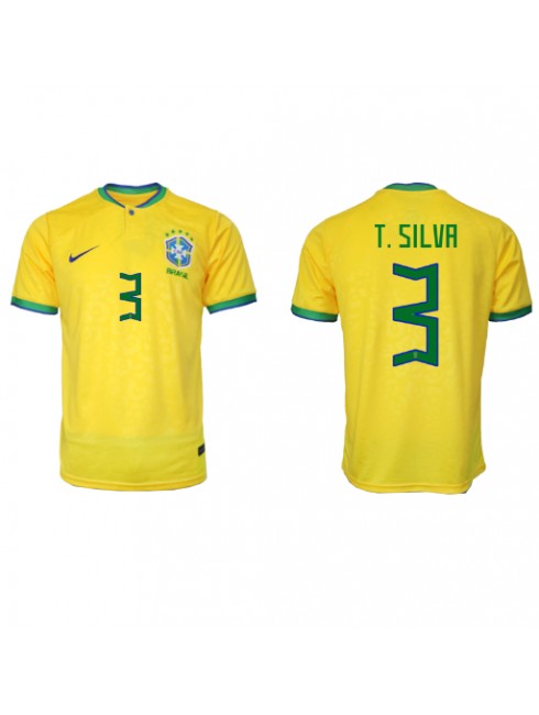 Brasilien Thiago Silva #3 Replika Hemmakläder VM 2022 Kortärmad